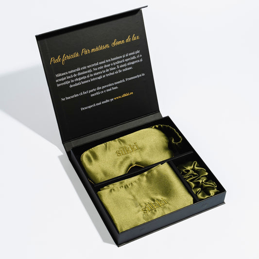 Set mătase naturală verde