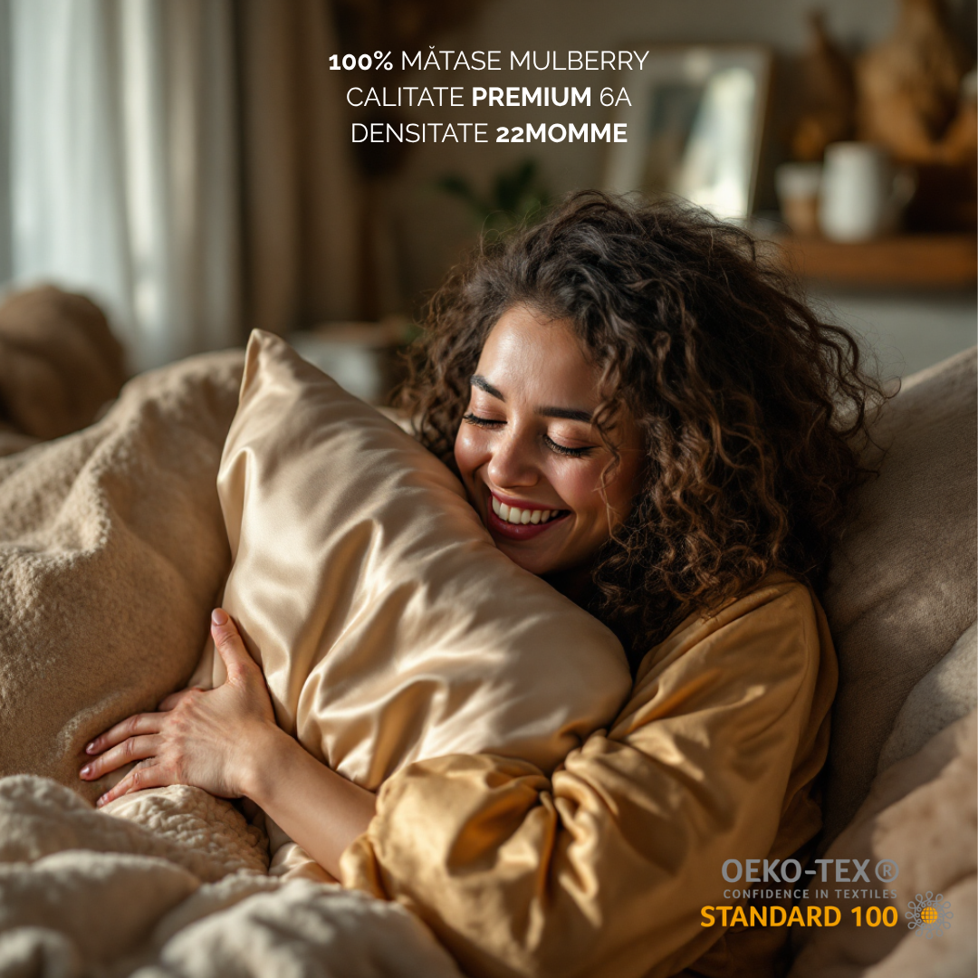 Set mătase naturală bleumarin