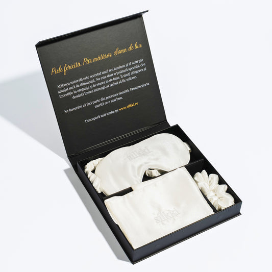 Set mătase naturală alb ivory
