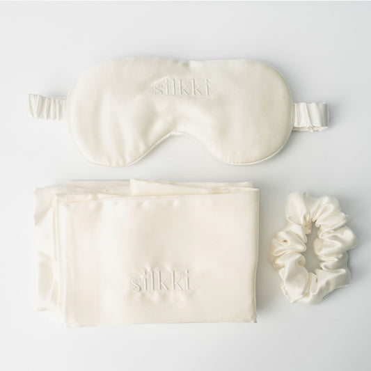 Set mătase naturală alb ivory