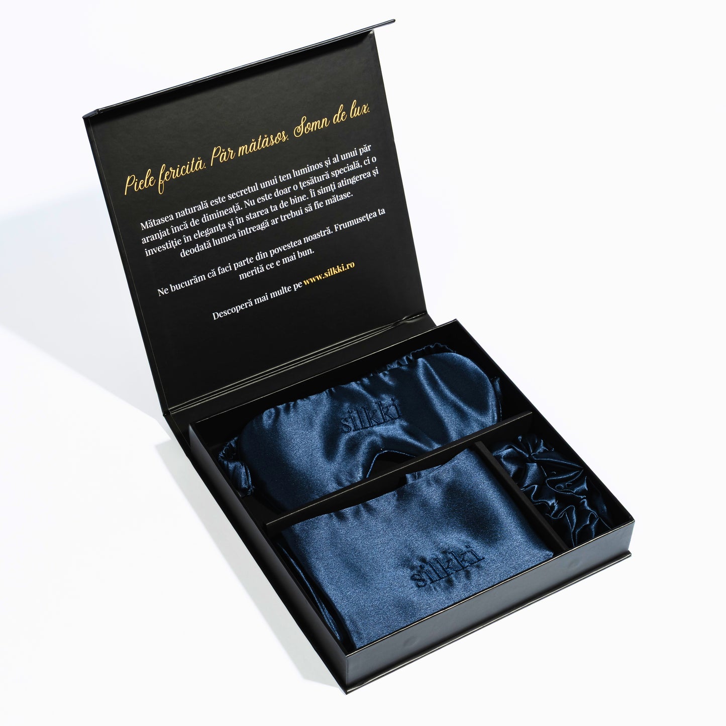 Set mătase naturală bleumarin